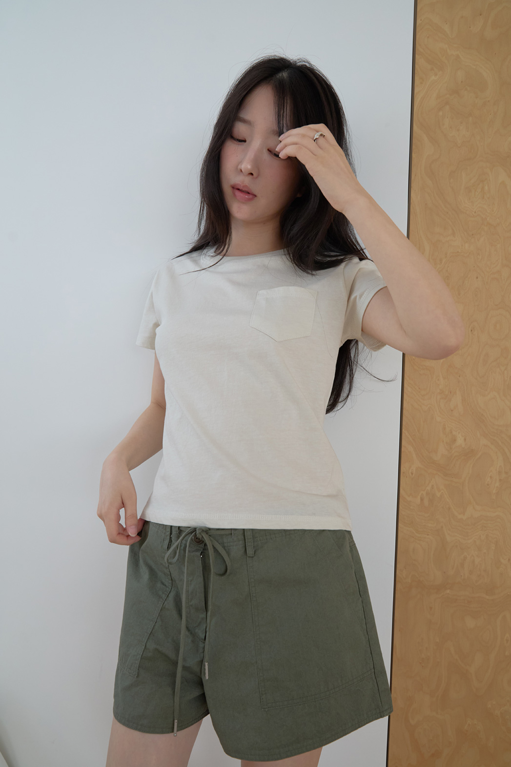コットンクロップドワンポケット無地TシャツSS | 詳細画像19