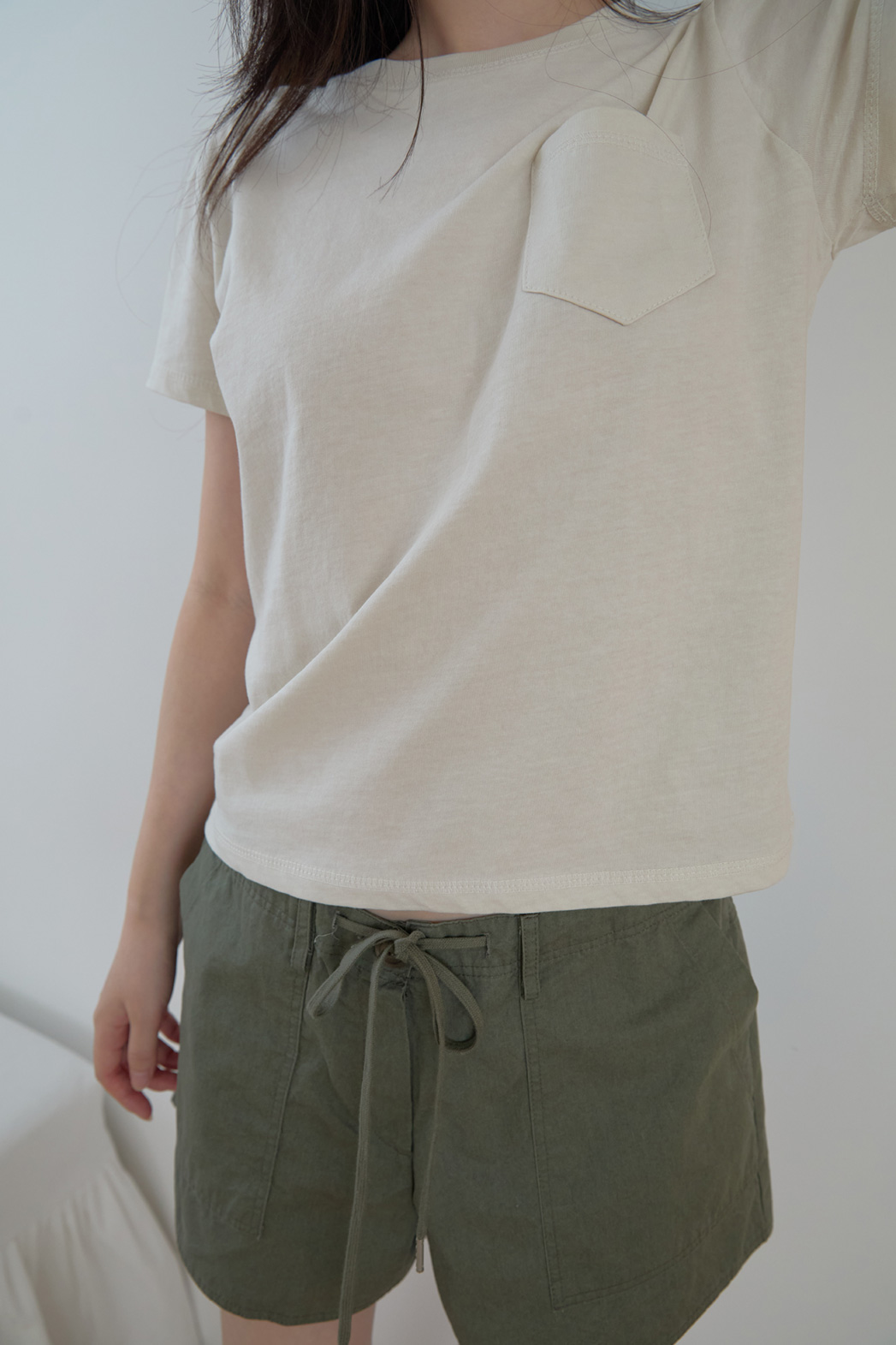 コットンクロップドワンポケット無地TシャツSS | 詳細画像22