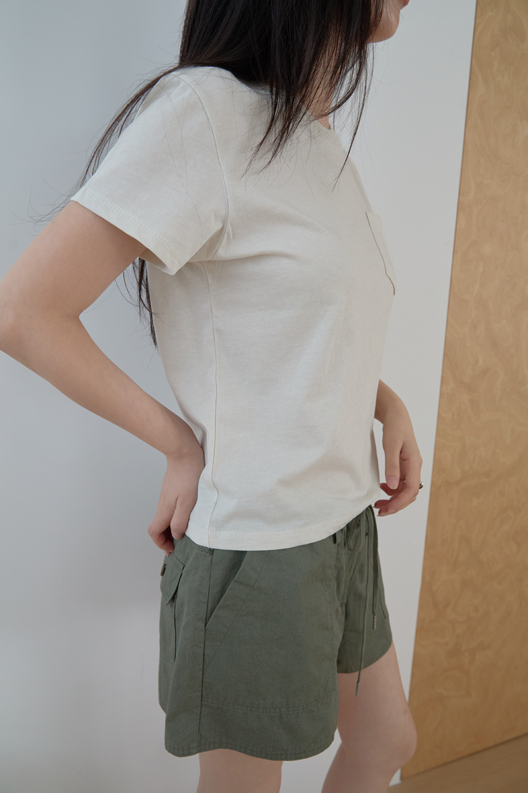 コットンクロップドワンポケット無地TシャツSS | 詳細画像24
