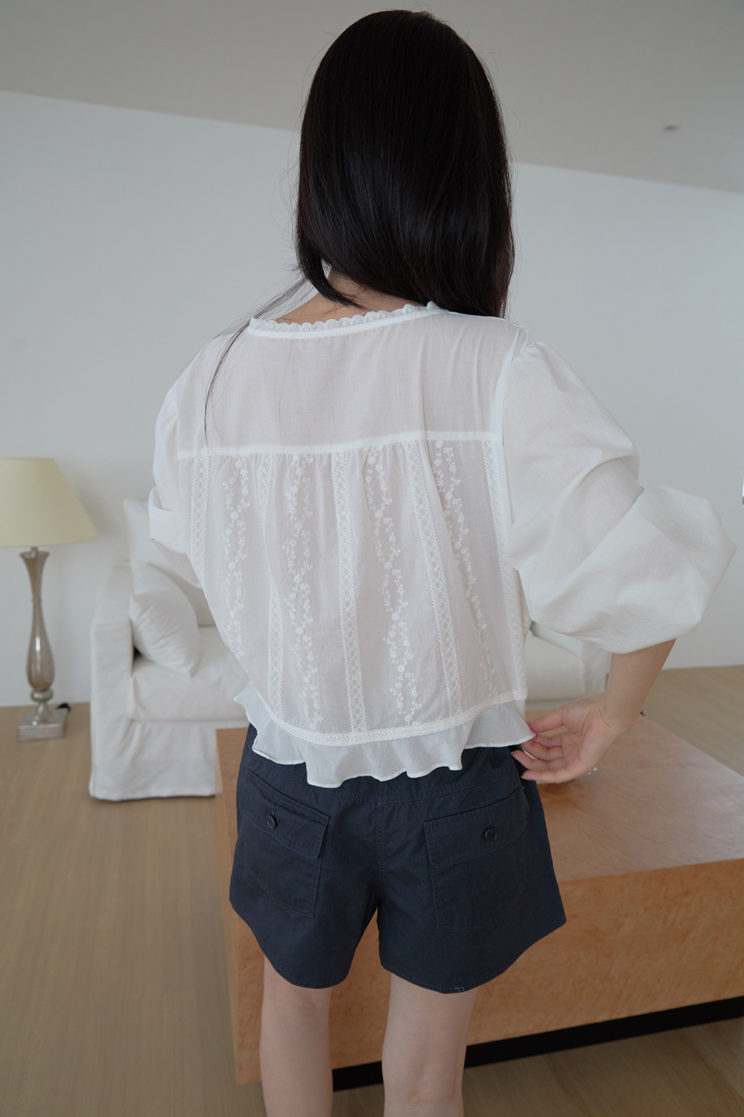 両起毛フリル刺繍花柄ブラウスSS | 詳細画像7
