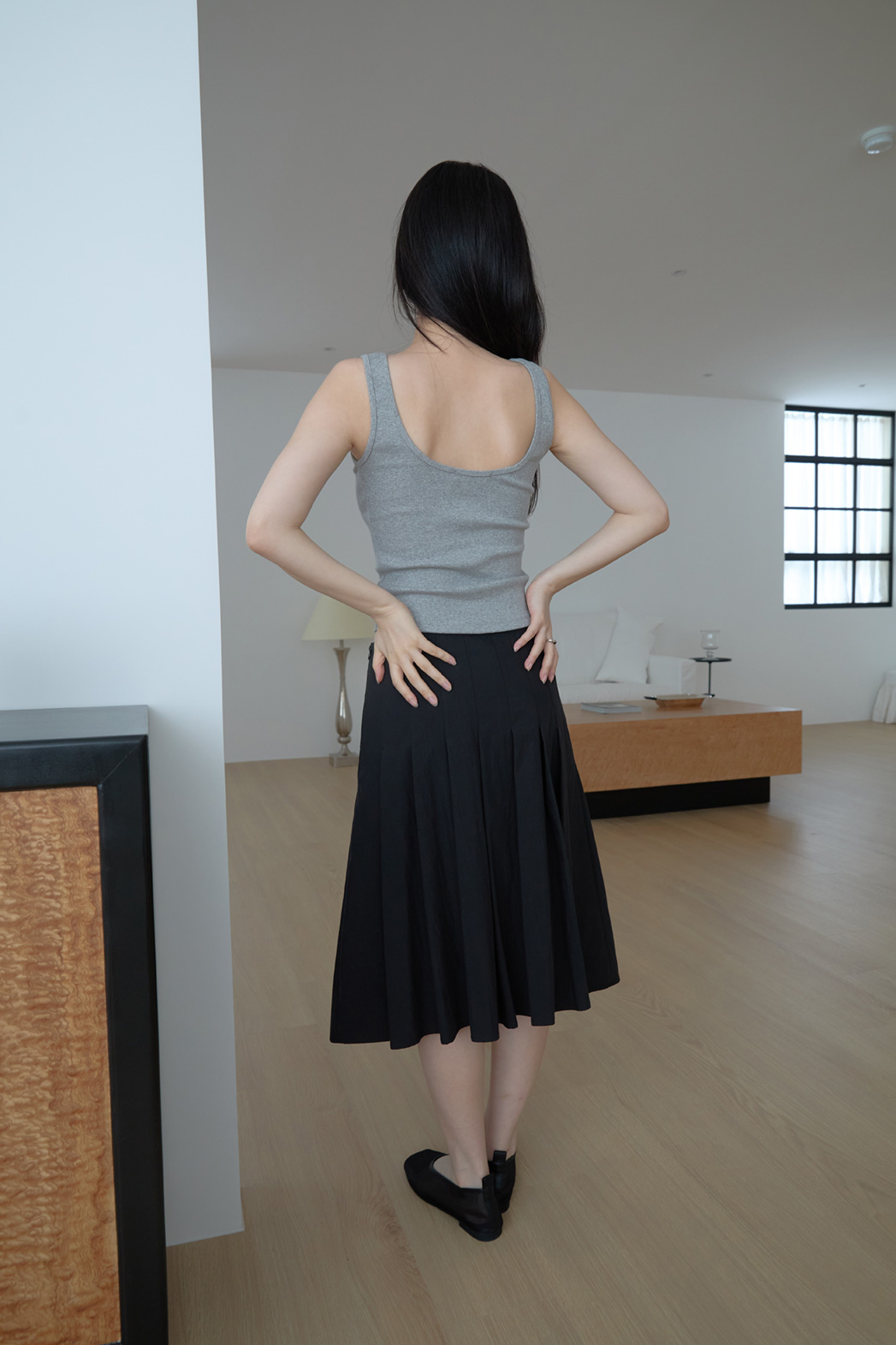 リブコットンクロップドスリムスクープネック無地ノースリーブSS | 詳細画像42