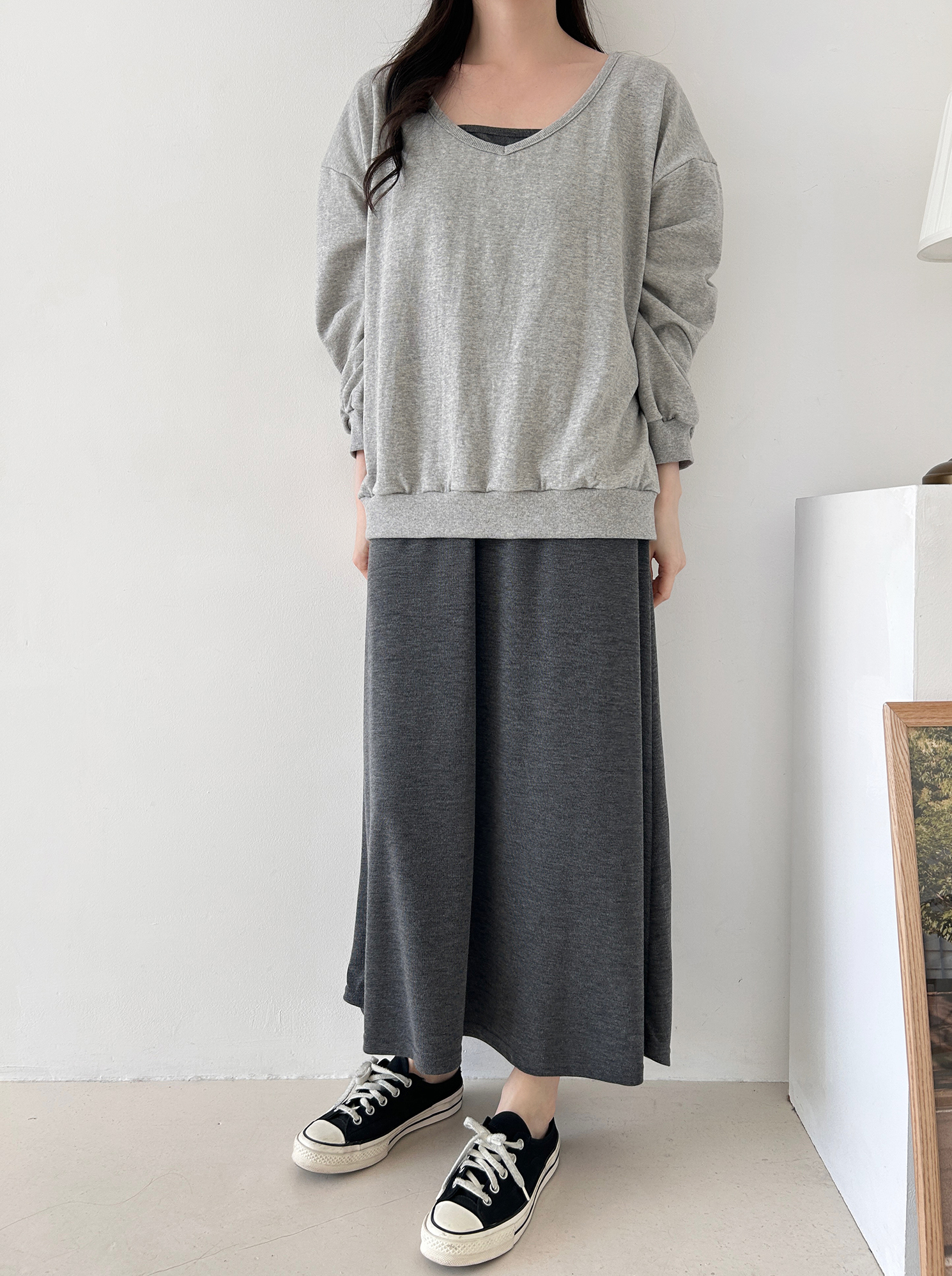 ロングルーズ長袖セットアップワンピースTシャツ | 詳細画像3