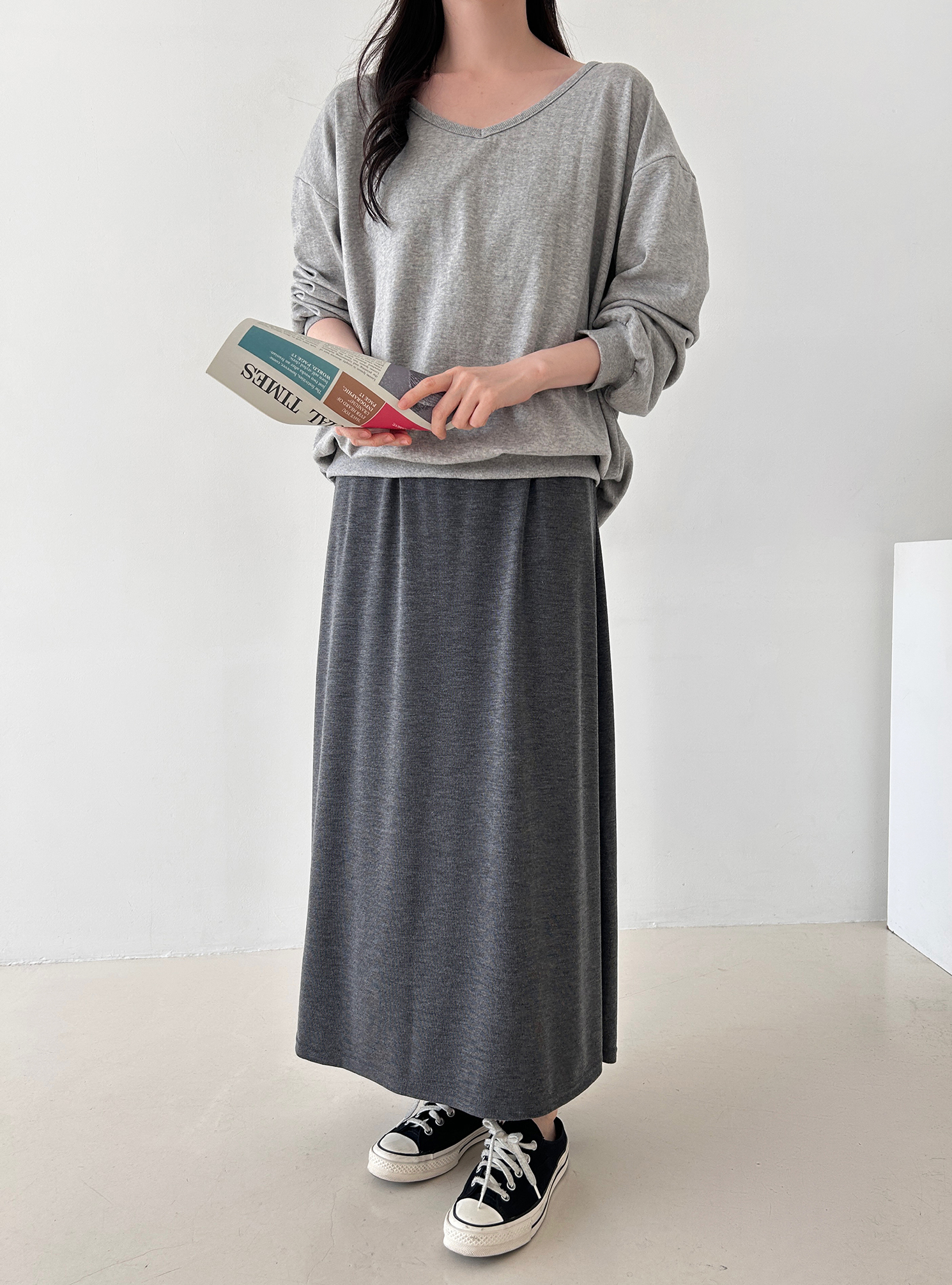 ロングルーズ長袖セットアップワンピースTシャツ | 詳細画像33