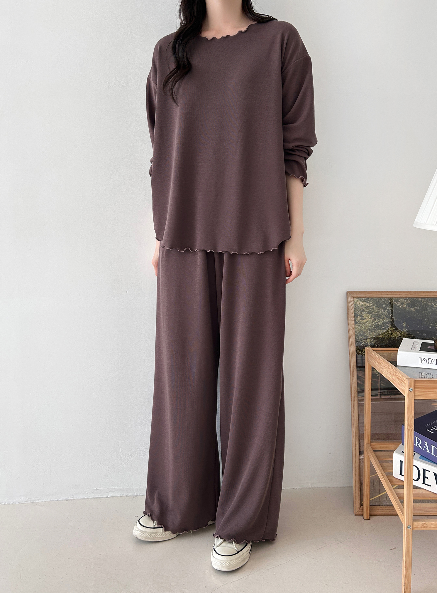 ウエストゴムルーズ長袖ワイドセットアップパンツTシャツ | 詳細画像17