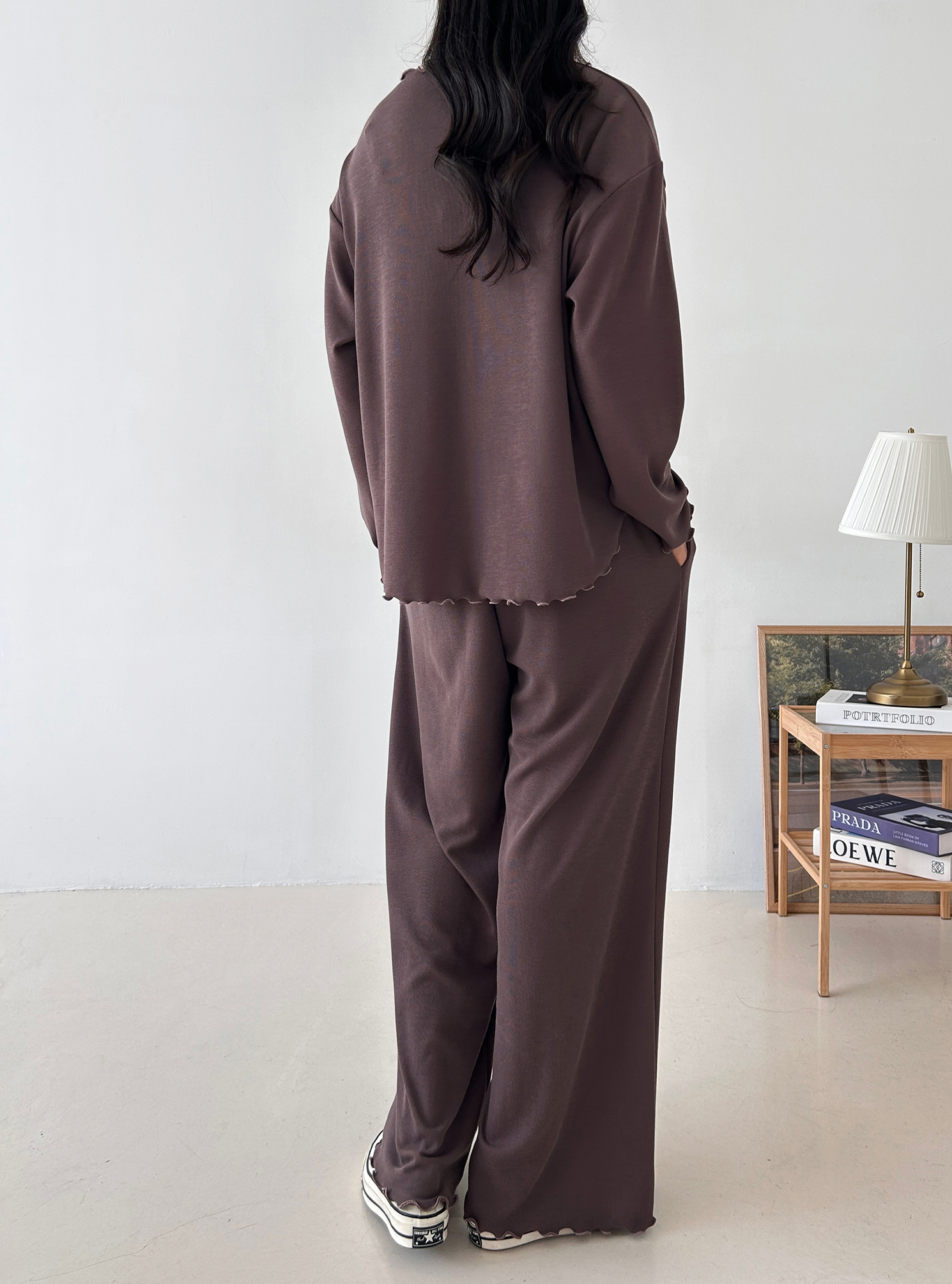 ウエストゴムルーズ長袖ワイドセットアップパンツTシャツ | 詳細画像30