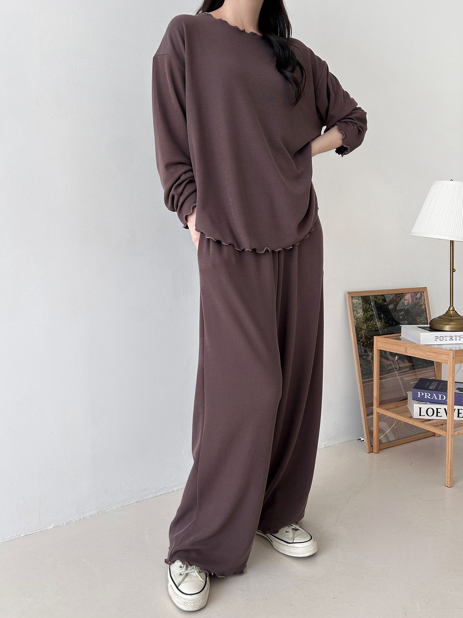 ウエストゴムルーズ長袖ワイドセットアップパンツTシャツ | 詳細画像33