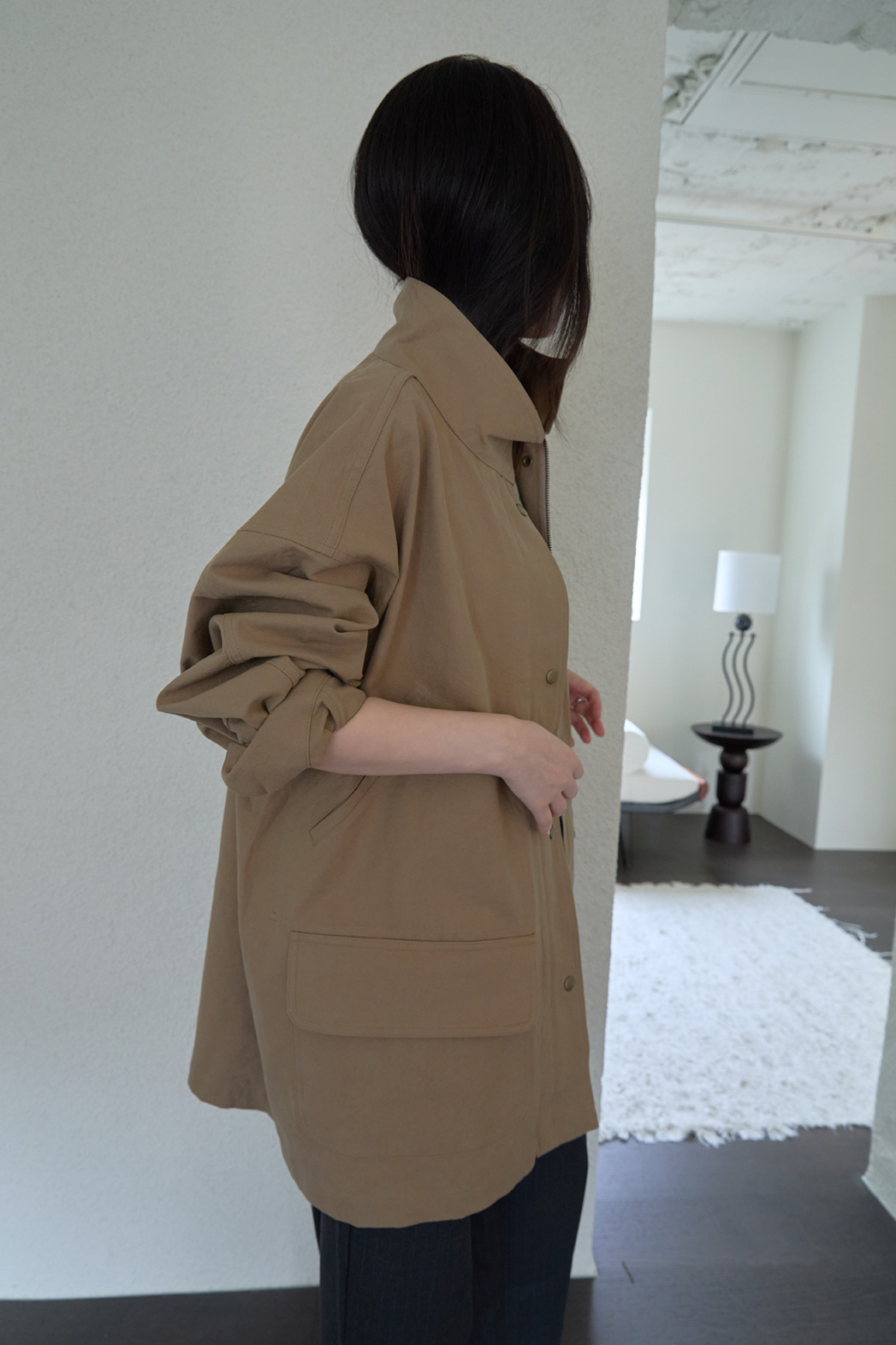 コットンハーフネックスナップボタン無地ジャケットFW | 詳細画像10