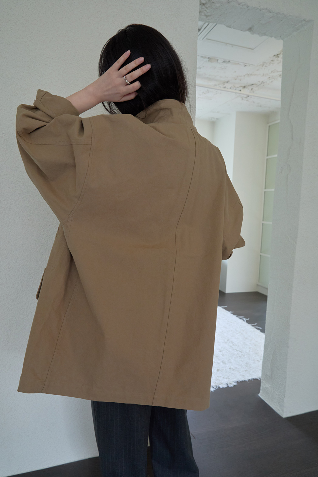 コットンハーフネックスナップボタン無地ジャケットFW | 詳細画像11