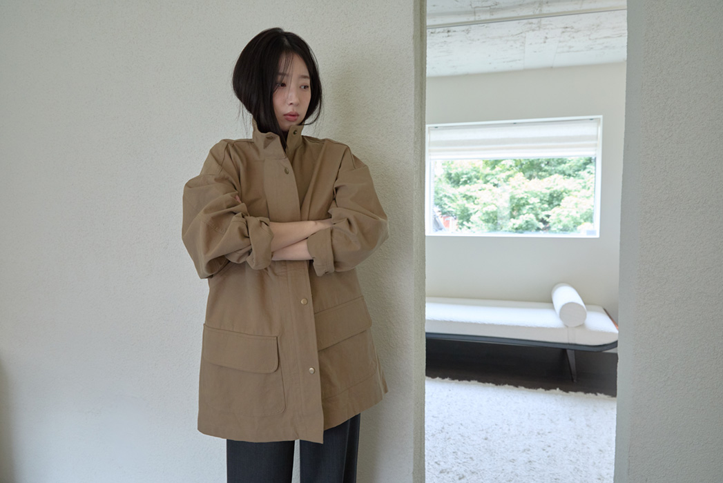 コットンハーフネックスナップボタン無地ジャケットFW | 詳細画像14