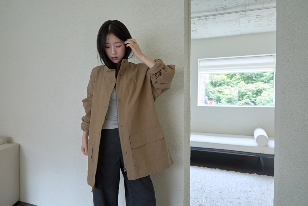 コットンハーフネックスナップボタン無地ジャケットFW | 詳細画像15