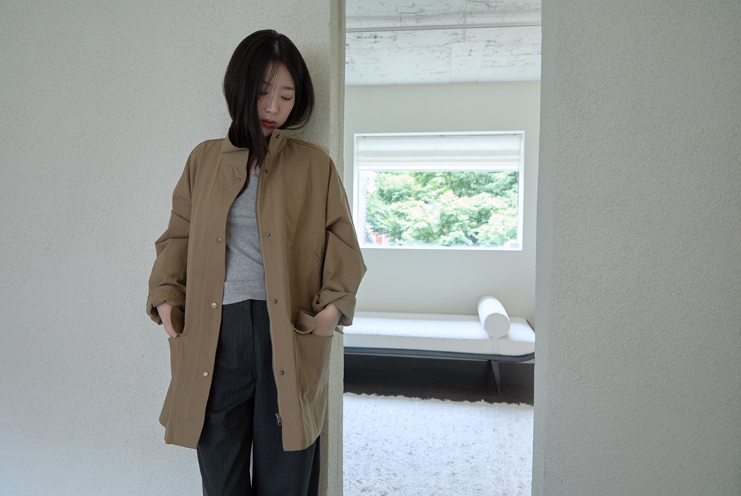 コットンハーフネックスナップボタン無地ジャケットFW | 詳細画像16