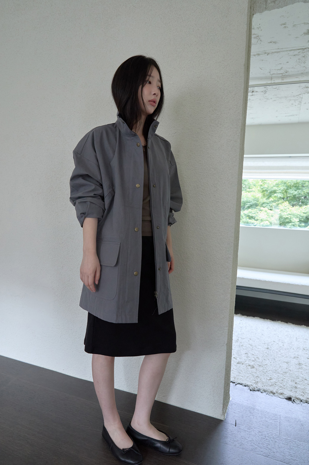 コットンハーフネックスナップボタン無地ジャケットFW | 詳細画像20