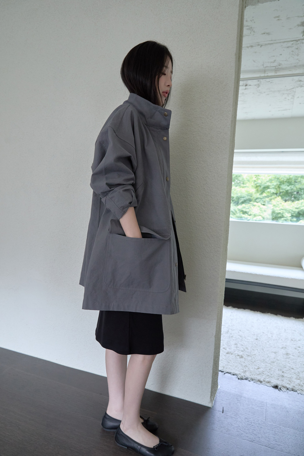 コットンハーフネックスナップボタン無地ジャケットFW | 詳細画像21