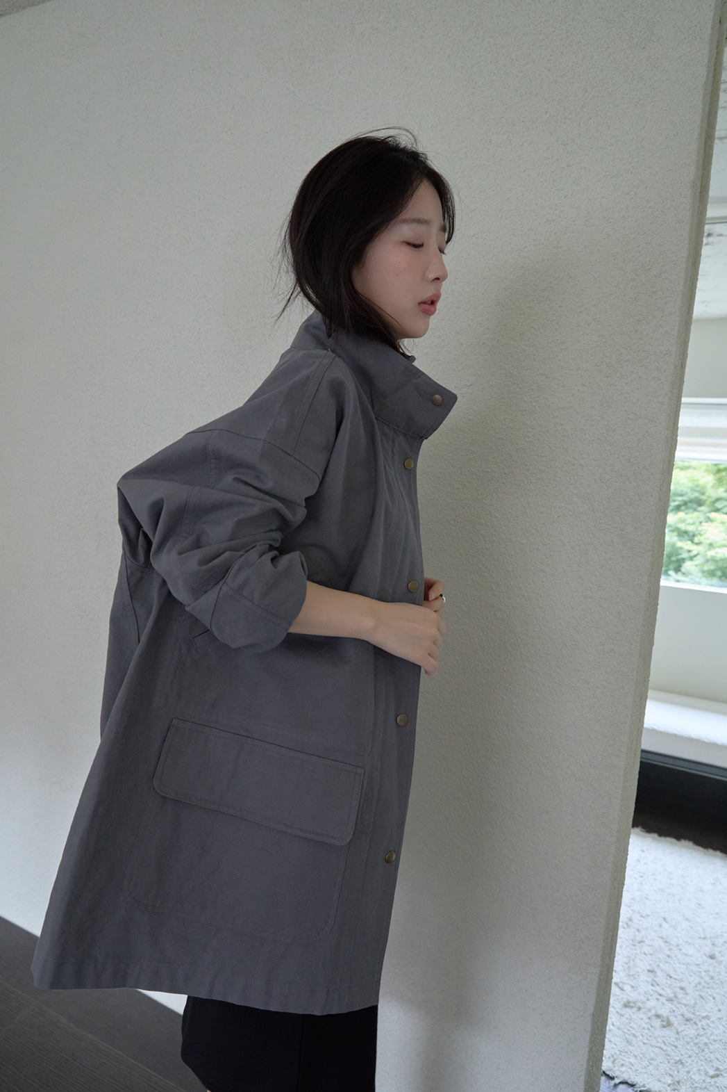コットンハーフネックスナップボタン無地ジャケットFW | 詳細画像28