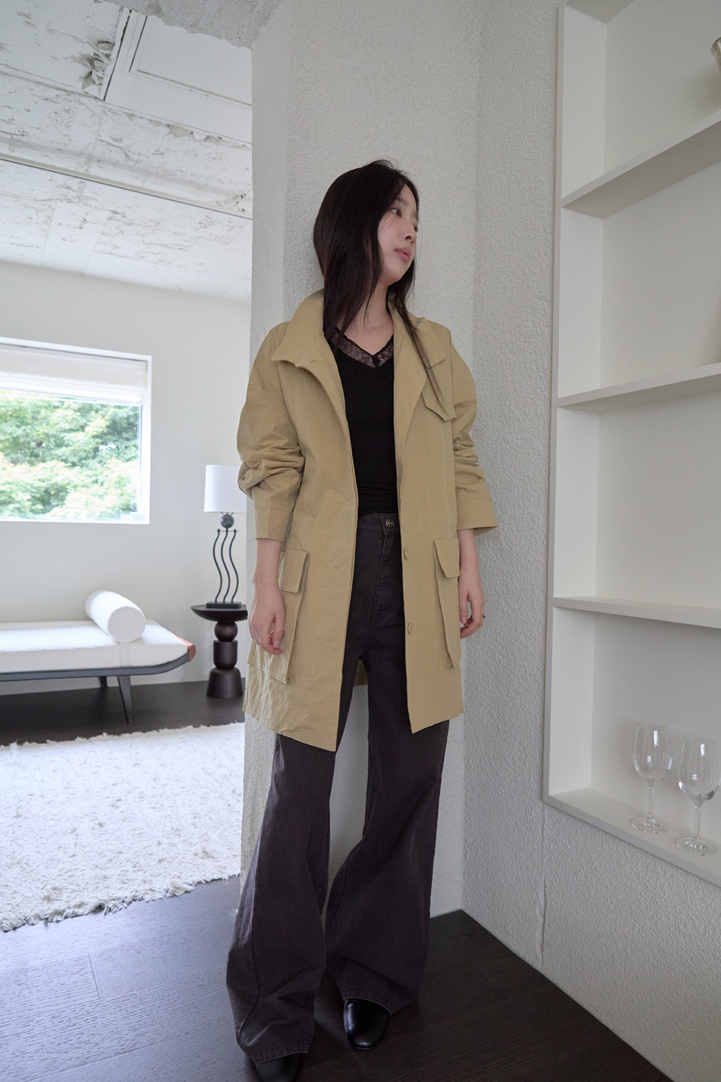 ジップアップハーフネックスナップボタン無地ジャケットFW | 詳細画像2