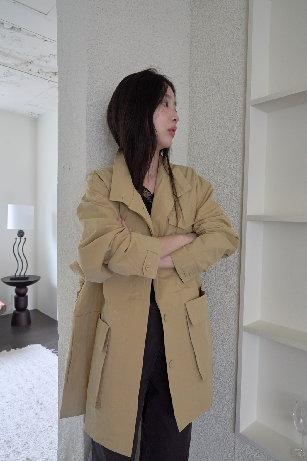 ジップアップハーフネックスナップボタン無地ジャケットFW | 詳細画像6