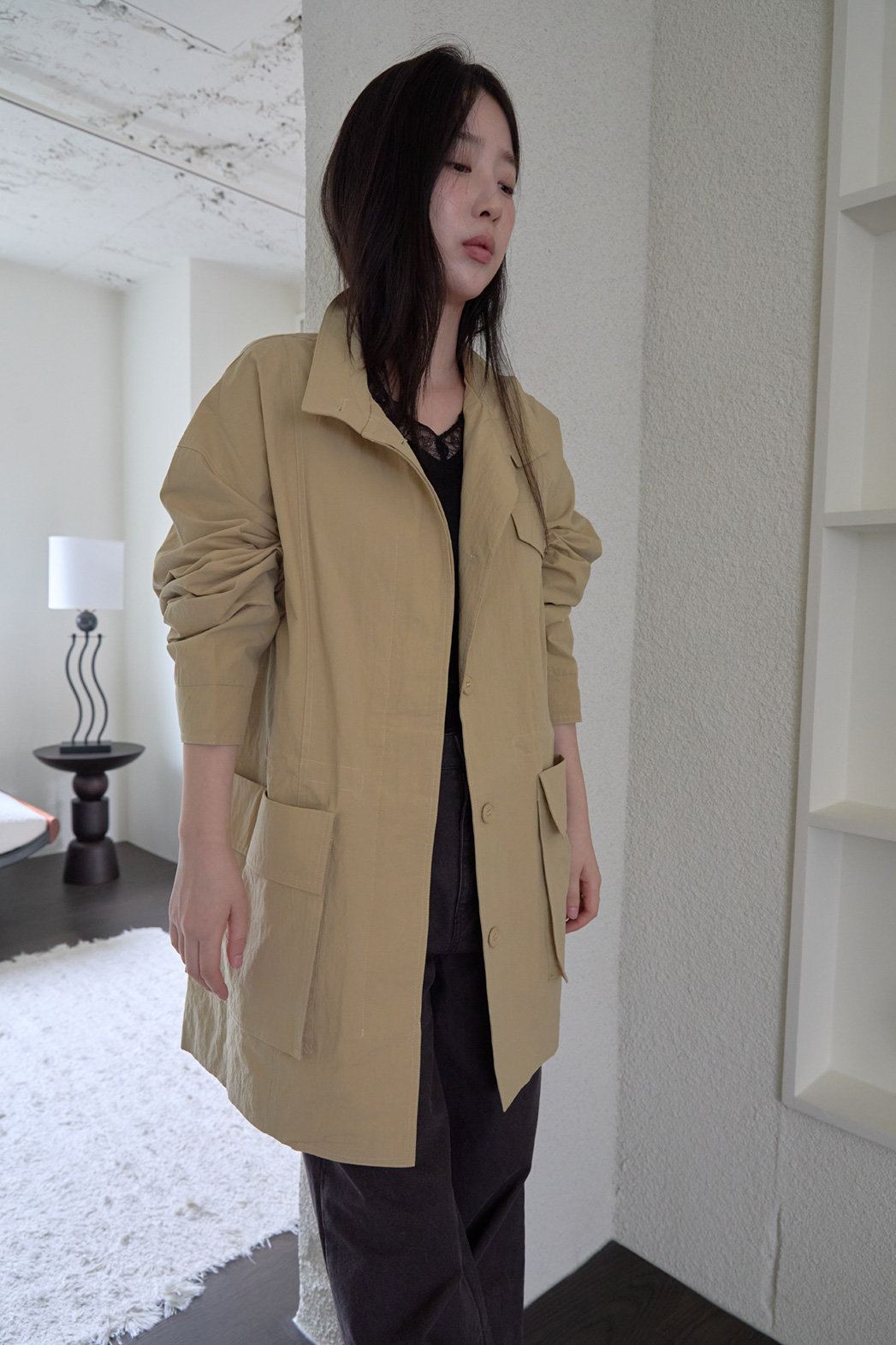 ジップアップハーフネックスナップボタン無地ジャケットFW | 詳細画像10