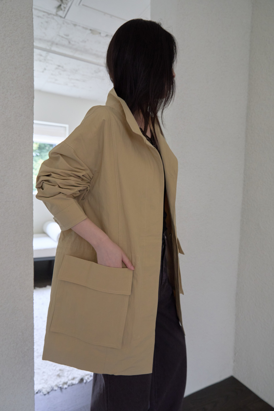ジップアップハーフネックスナップボタン無地ジャケットFW | 詳細画像11