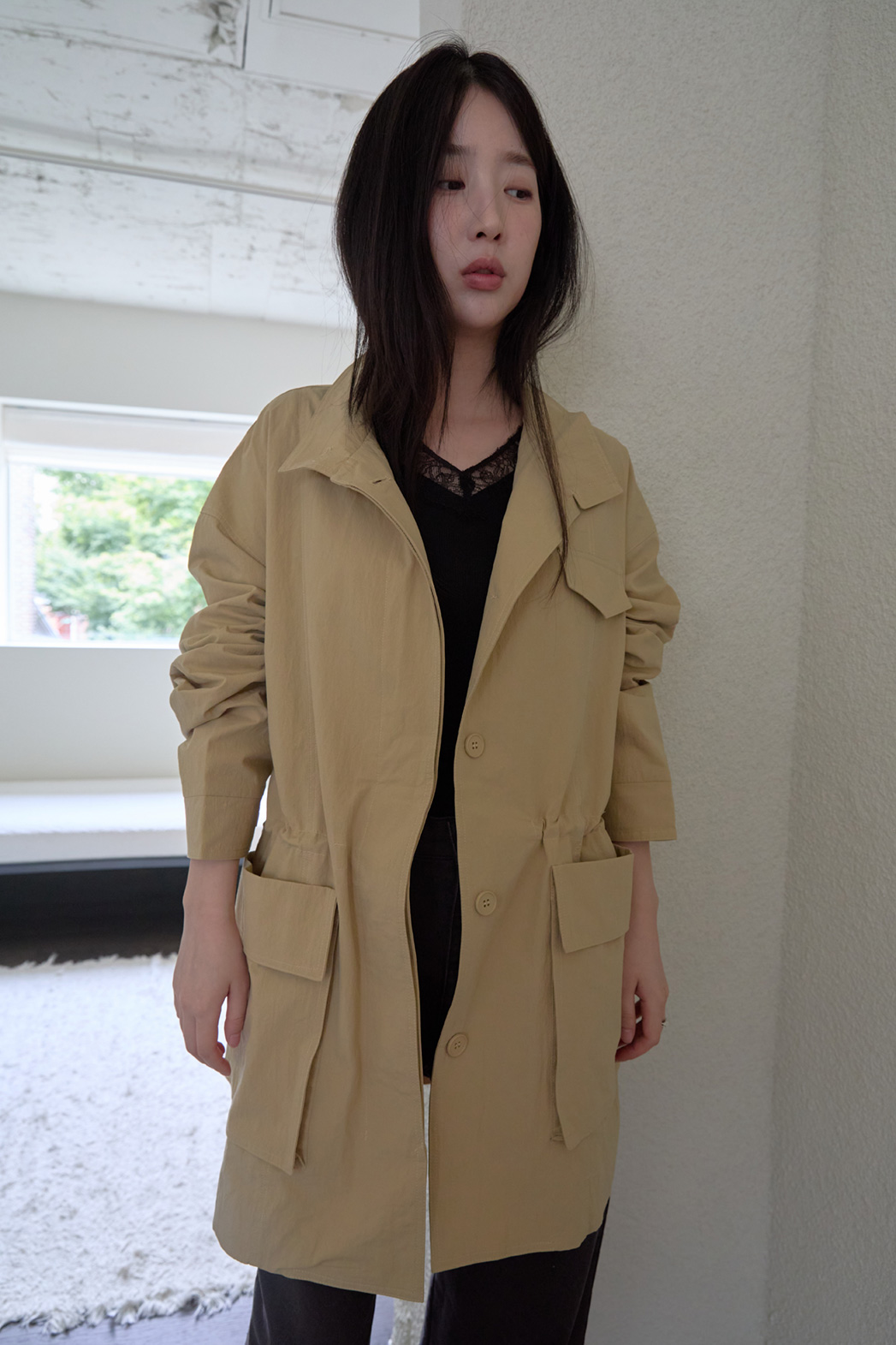 ジップアップハーフネックスナップボタン無地ジャケットFW | 詳細画像12