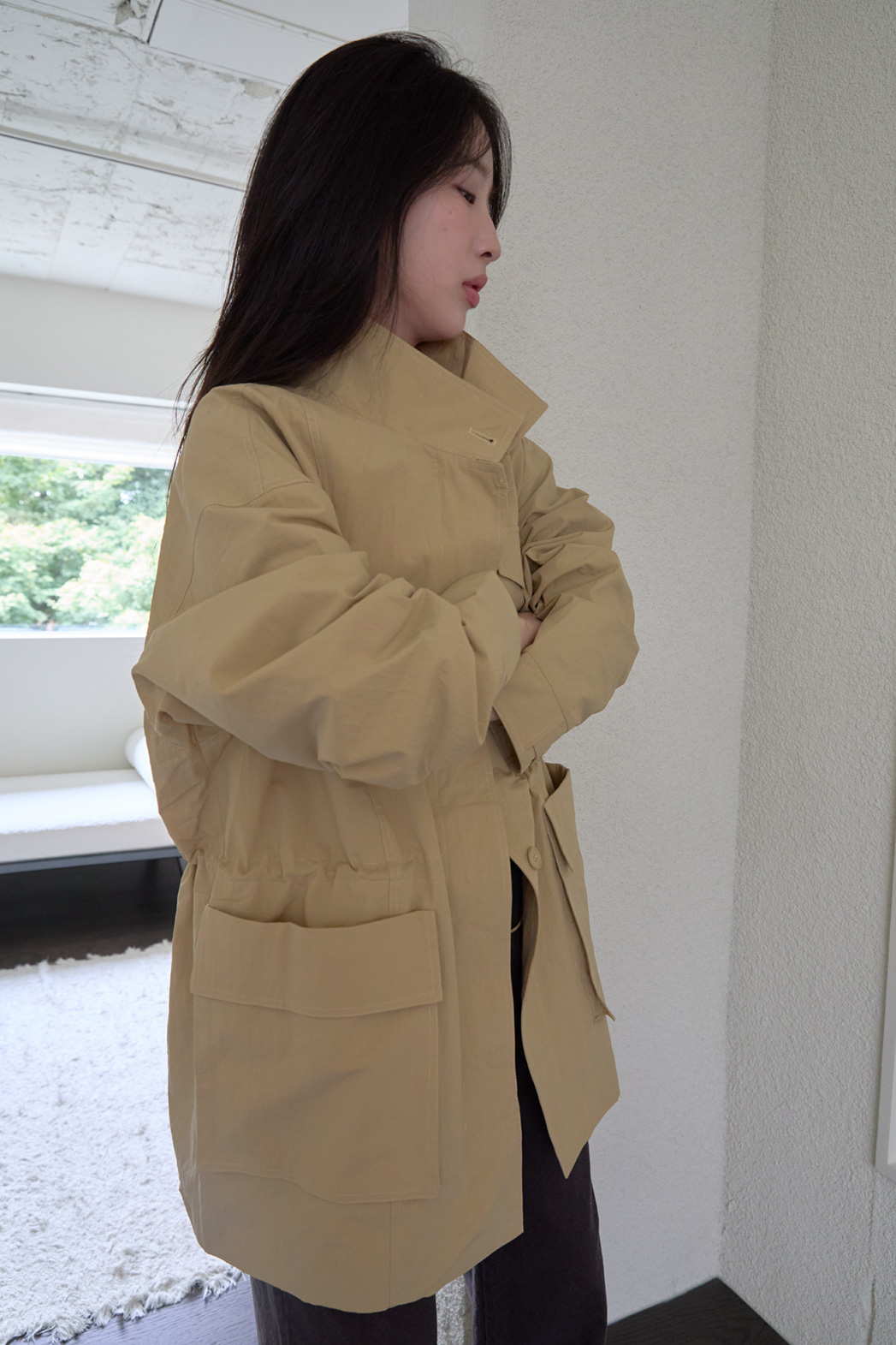 ジップアップハーフネックスナップボタン無地ジャケットFW | 詳細画像14