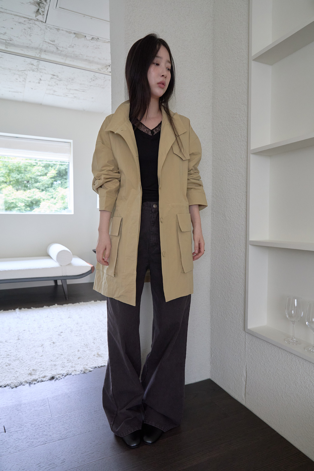 ジップアップハーフネックスナップボタン無地ジャケットFW | 詳細画像17