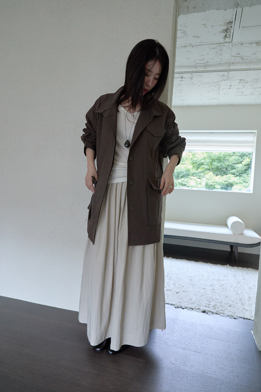 ジップアップハーフネックスナップボタン無地ジャケットFW | 詳細画像22