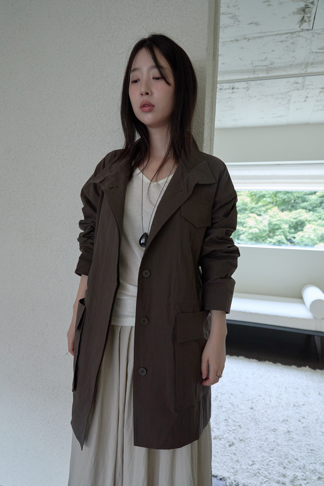 ジップアップハーフネックスナップボタン無地ジャケットFW | 詳細画像25