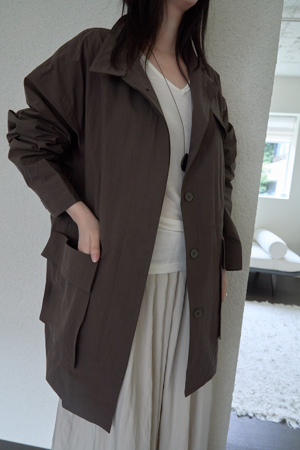 ジップアップハーフネックスナップボタン無地ジャケットFW | 詳細画像32