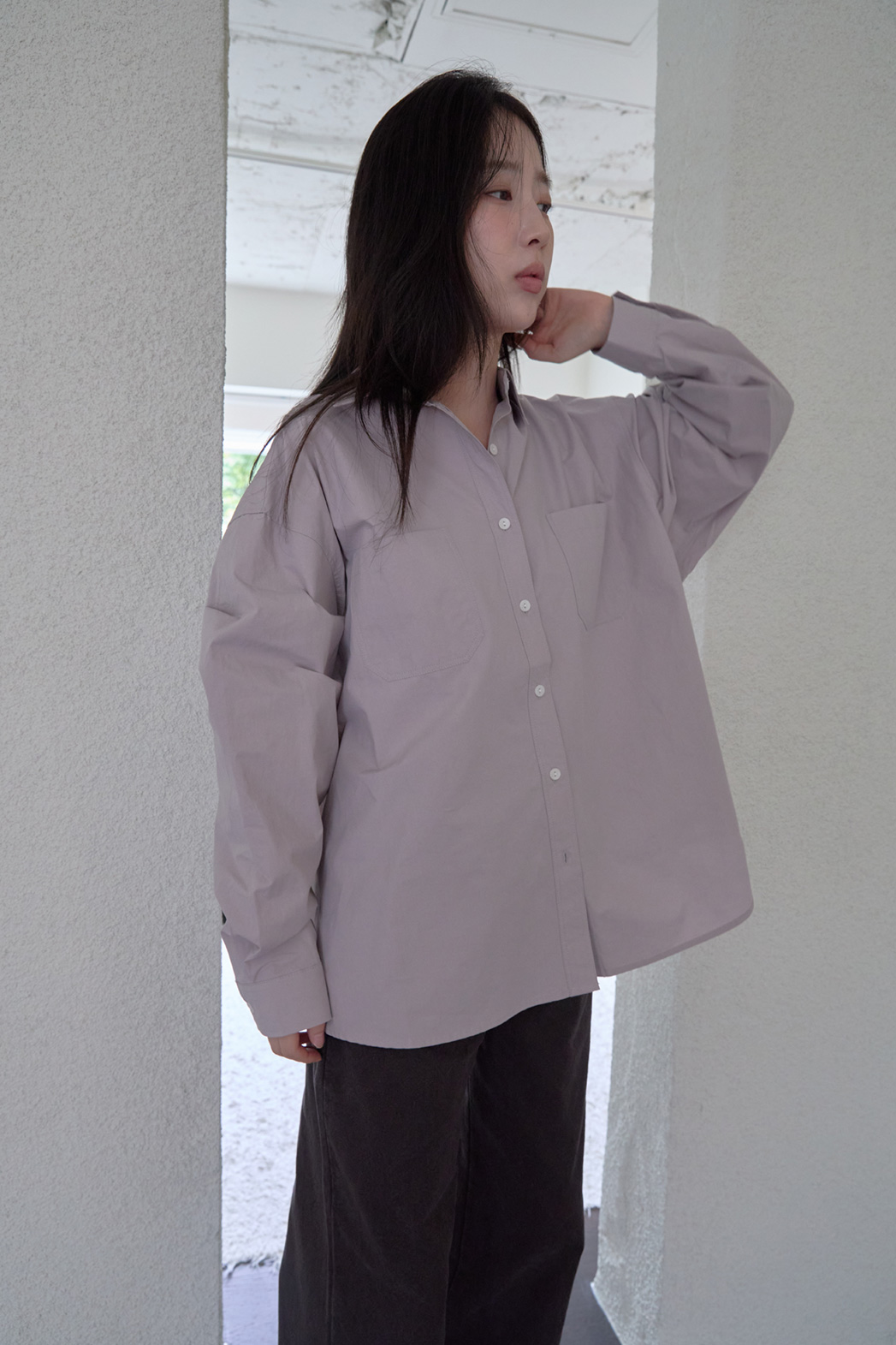 コットンボタンカラー無地シャツFW | 詳細画像7