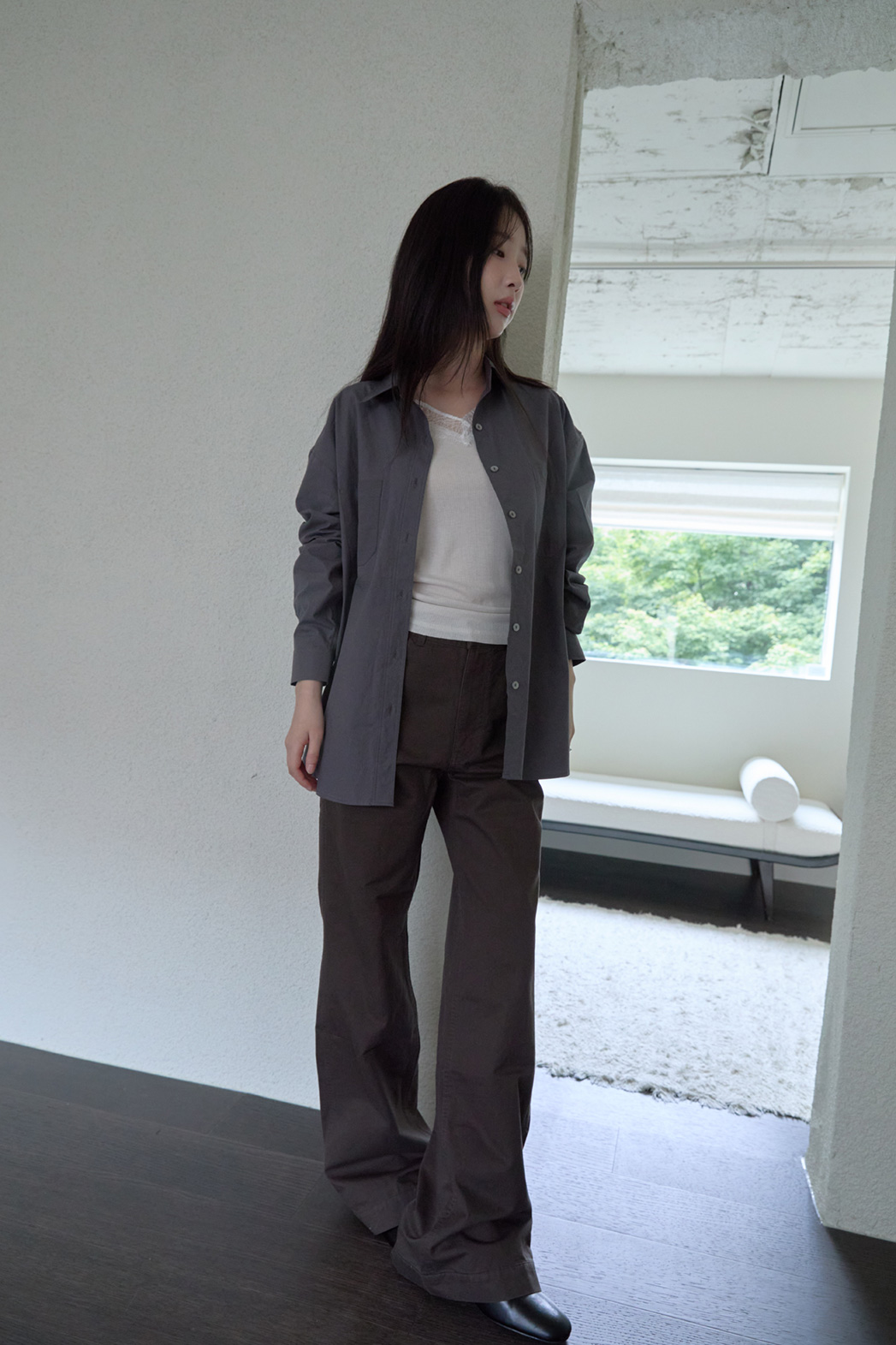 コットンボタンカラー無地シャツFW | 詳細画像24