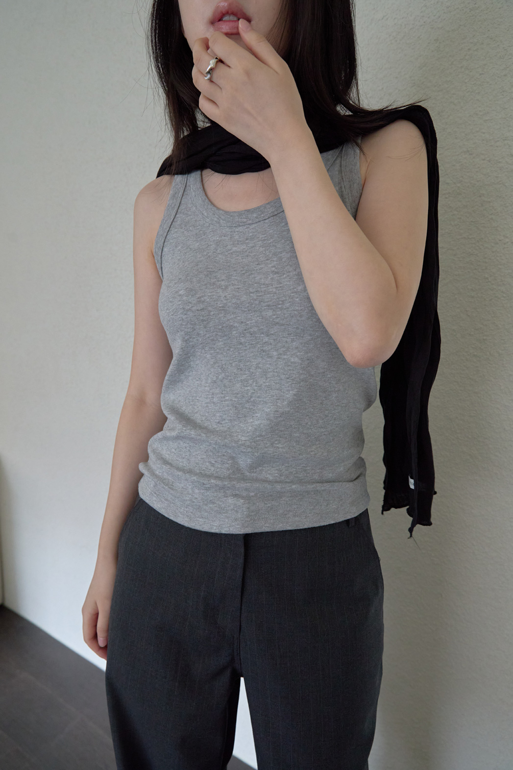 起毛クロップドスリム無地ノースリーブFW | 詳細画像3