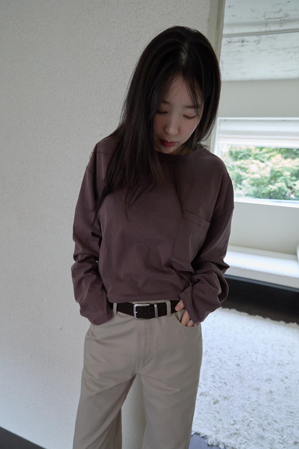 コットンクロップドオーバーサイズルーズ無地TシャツFW | 詳細画像5