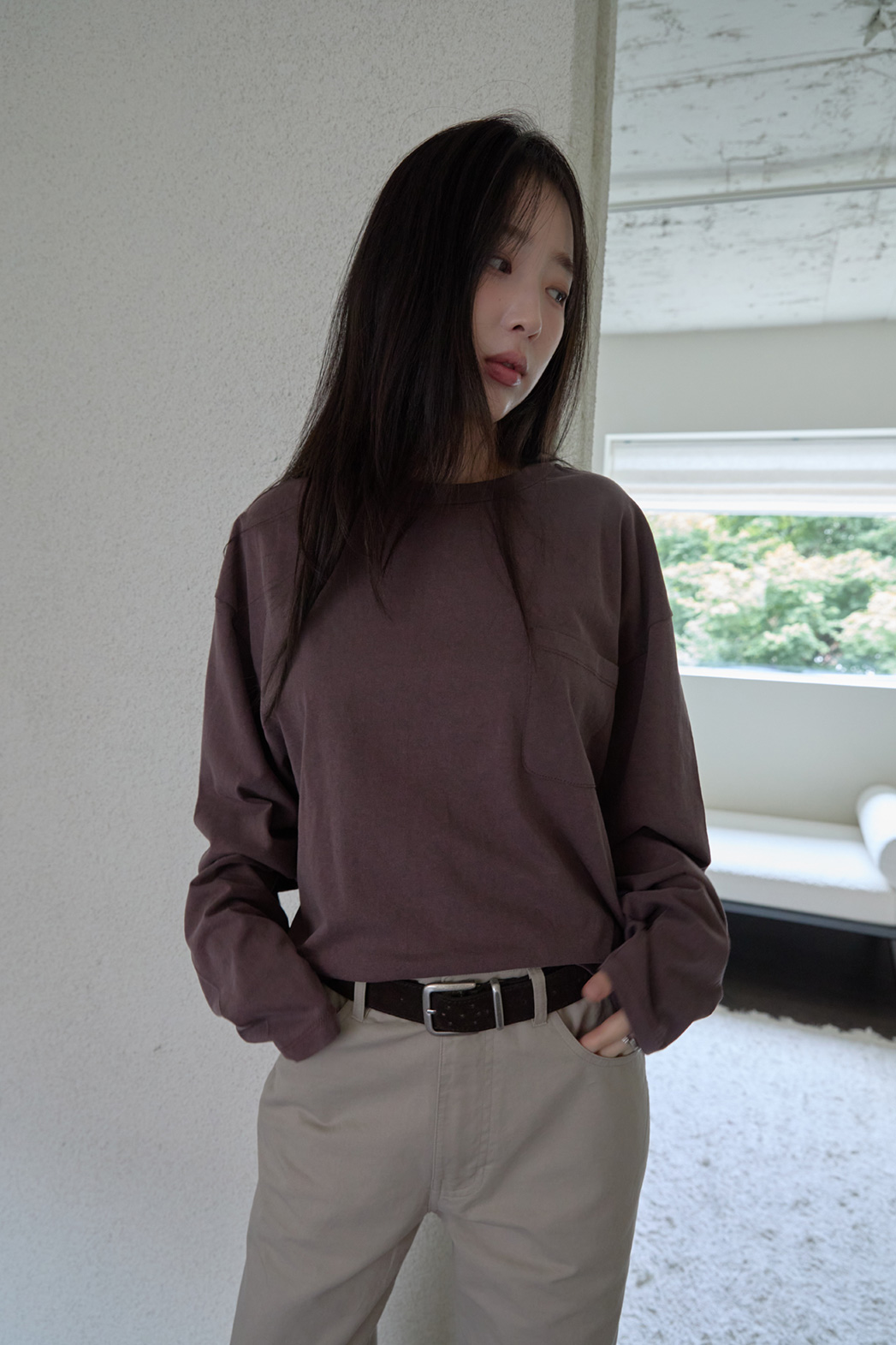 コットンクロップドオーバーサイズルーズ無地TシャツFW | 詳細画像6