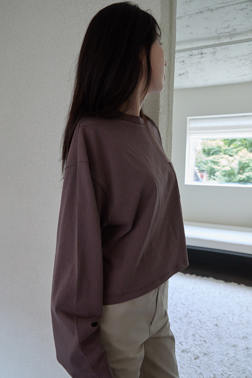 コットンクロップドオーバーサイズルーズ無地TシャツFW | 詳細画像11