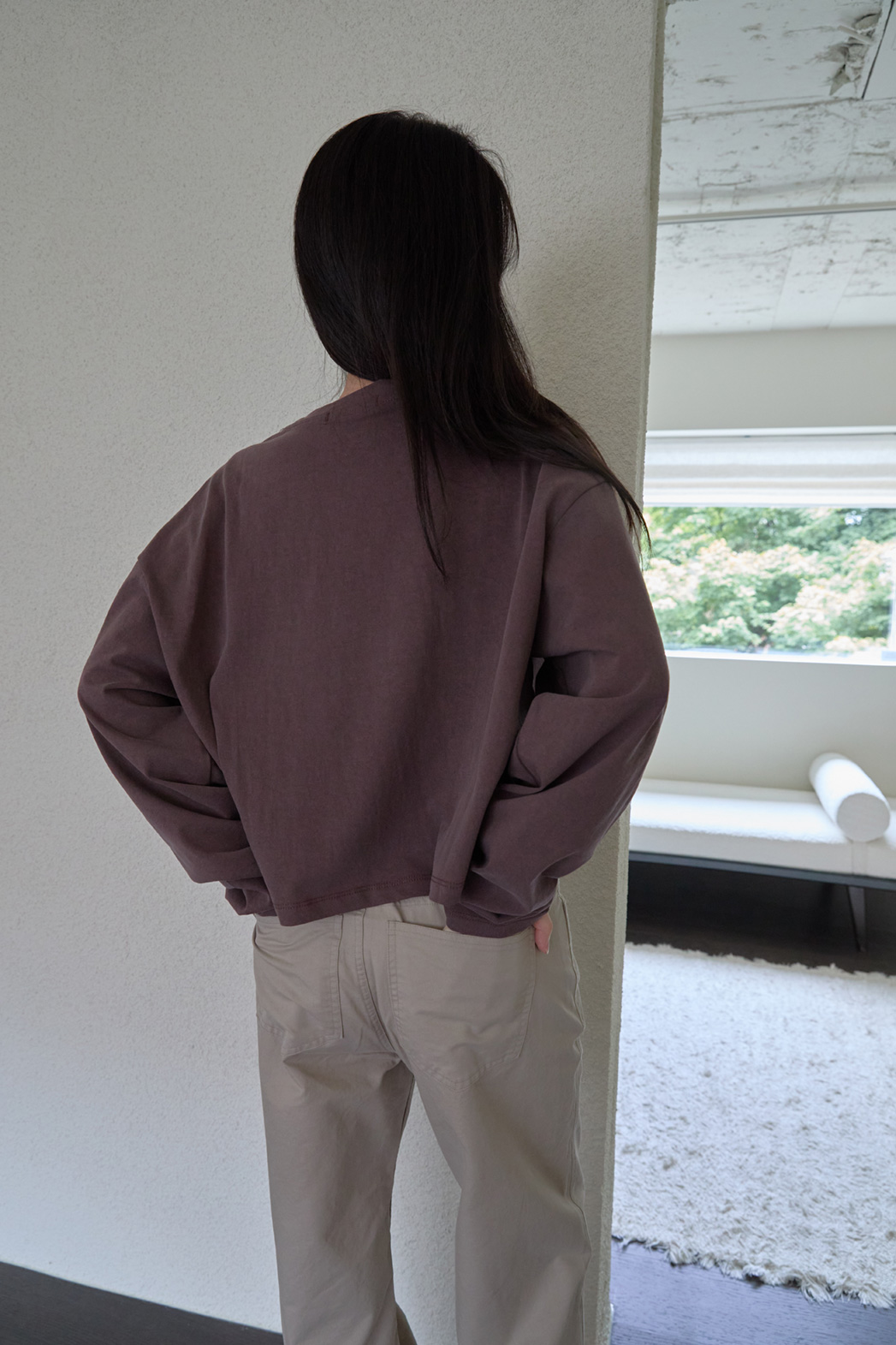 コットンクロップドオーバーサイズルーズ無地TシャツFW | 詳細画像12
