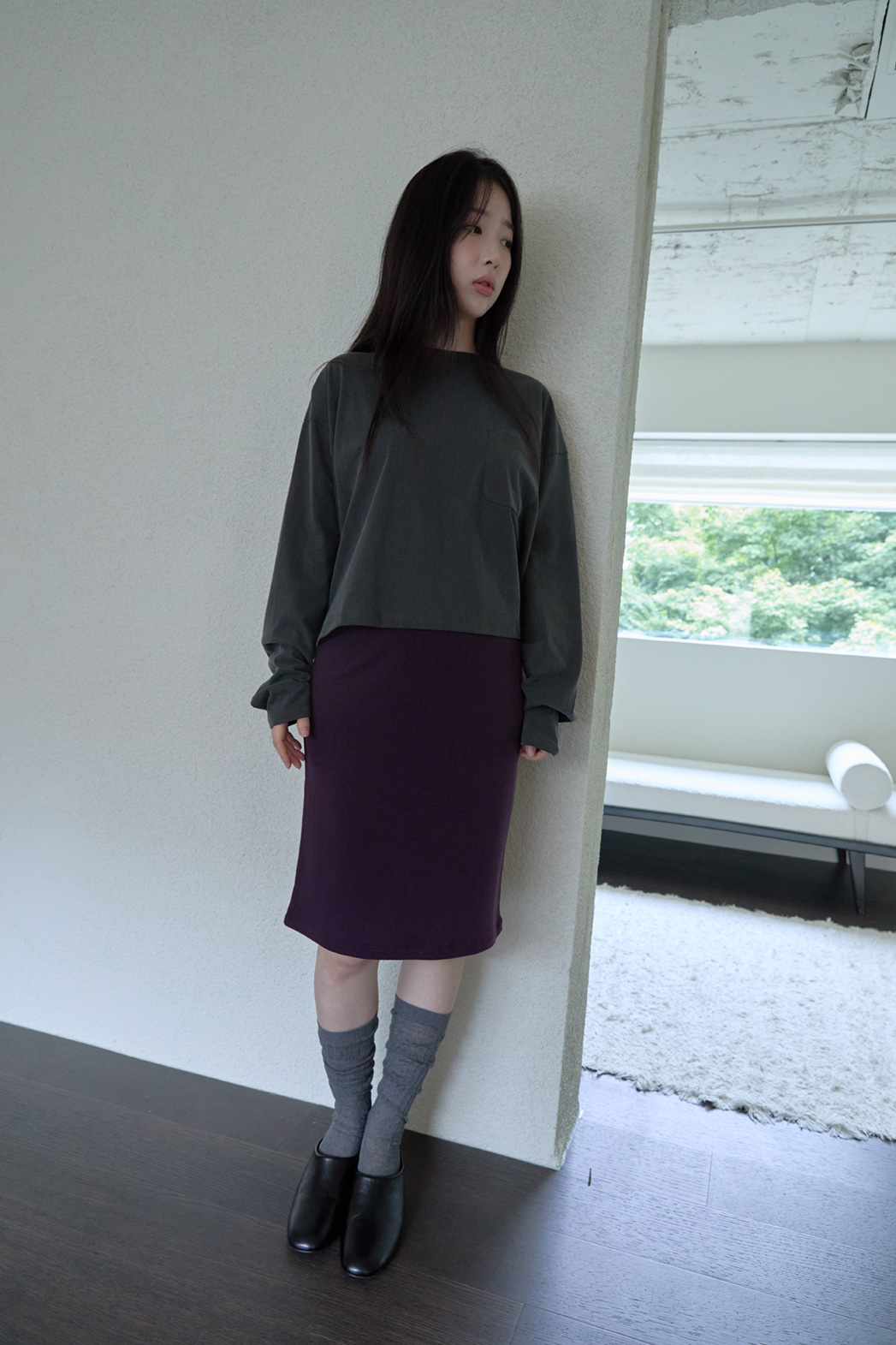 コットンクロップドオーバーサイズルーズ無地TシャツFW | 詳細画像16