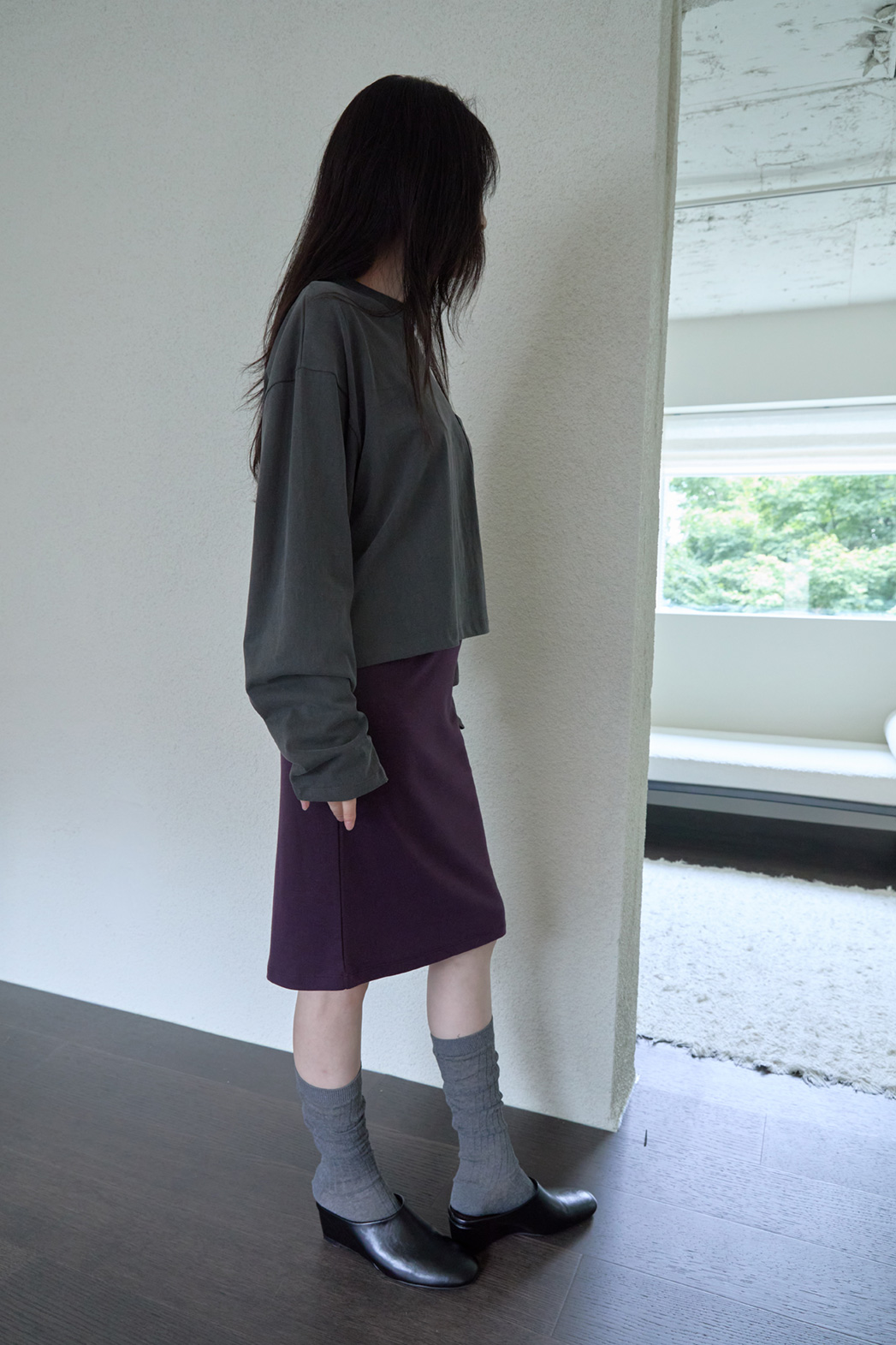 コットンクロップドオーバーサイズルーズ無地TシャツFW | 詳細画像17