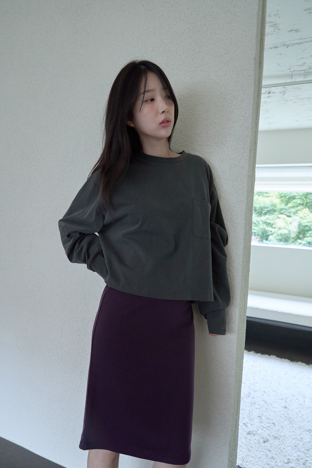 コットンクロップドオーバーサイズルーズ無地TシャツFW | 詳細画像22