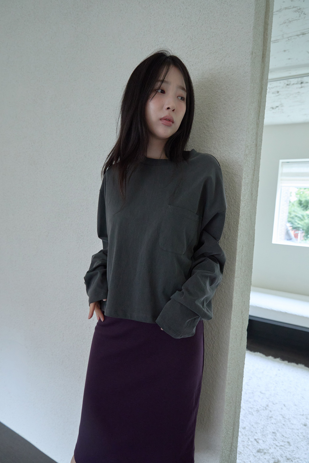 コットンクロップドオーバーサイズルーズ無地TシャツFW | 詳細画像23