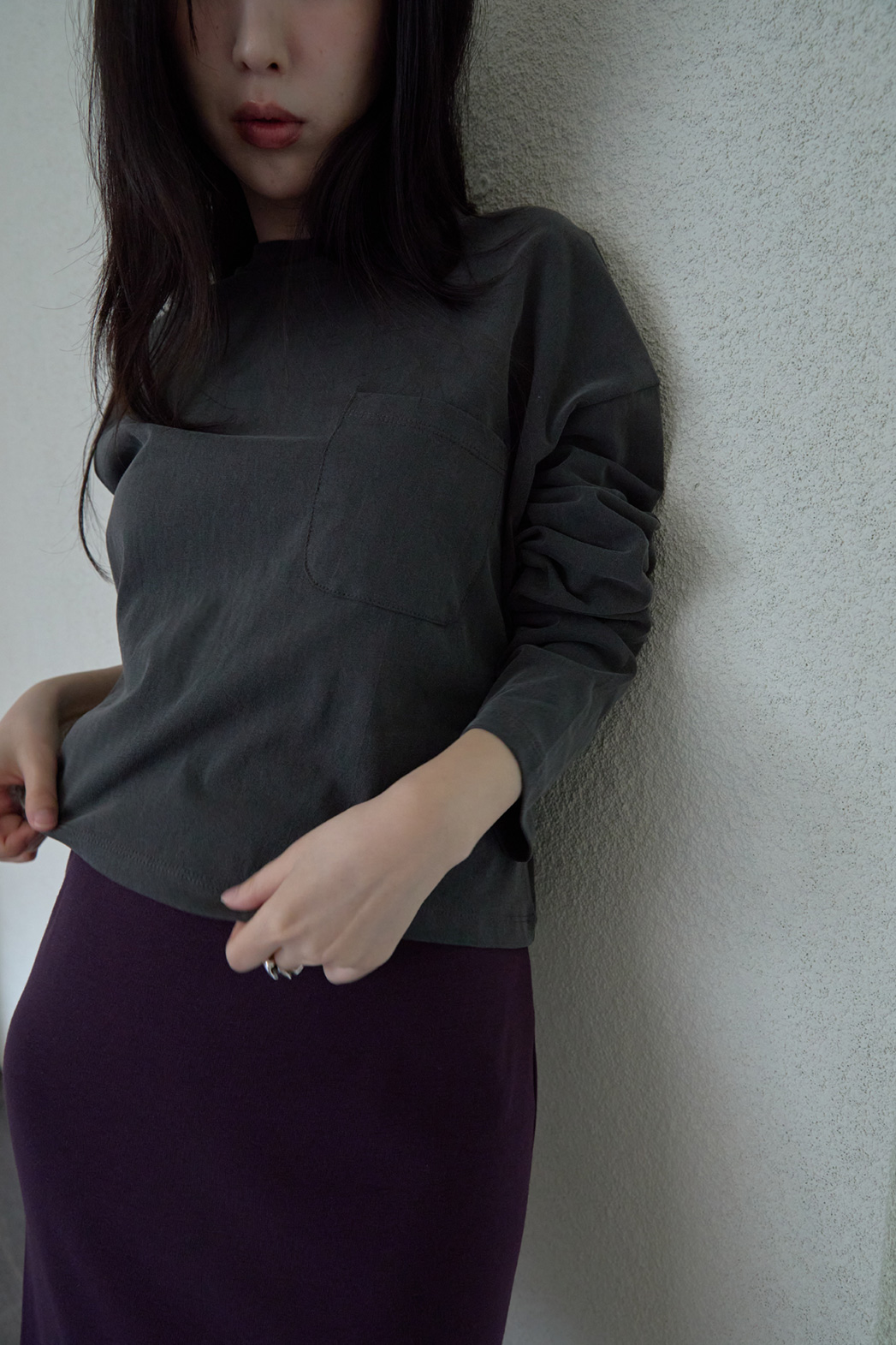 コットンクロップドオーバーサイズルーズ無地TシャツFW | 詳細画像25