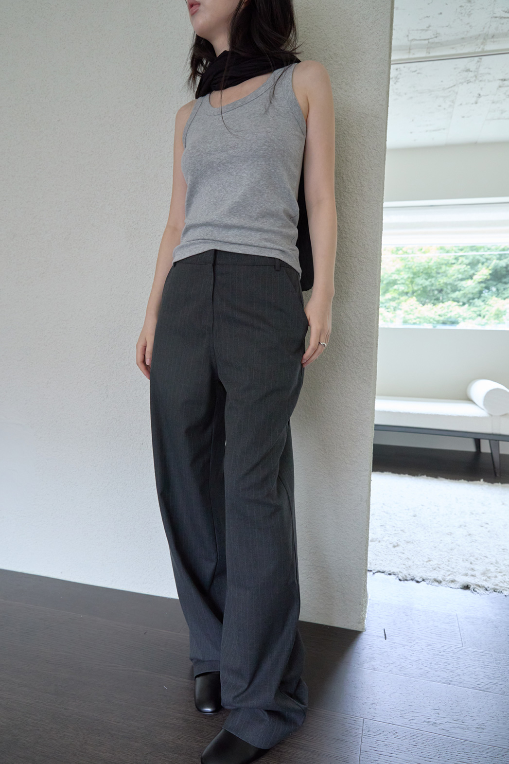 シークレットボタンスナップボタンストライプスラックスFW | 詳細画像9