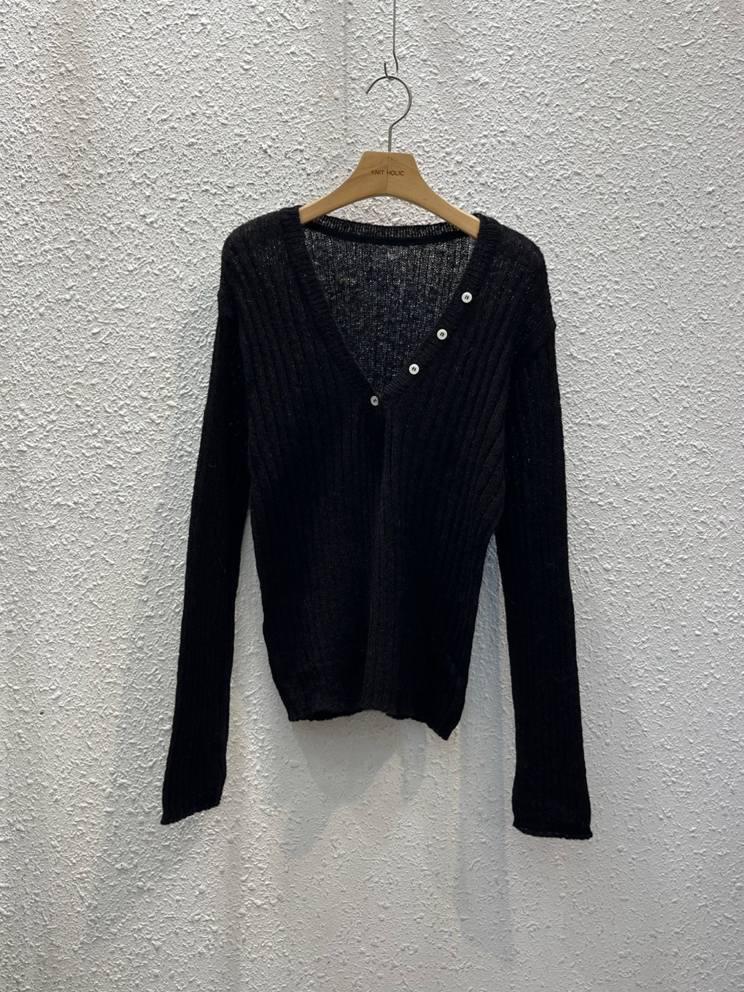 シースルーボタンVネックルーズ長袖ニット | 詳細画像16