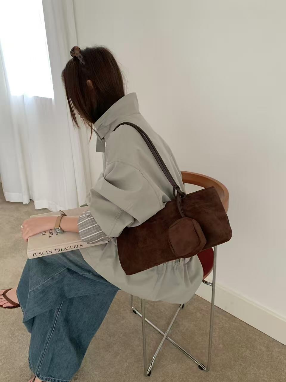 スエード調トートバッグショルダーバッグポーチ付 | 詳細画像8
