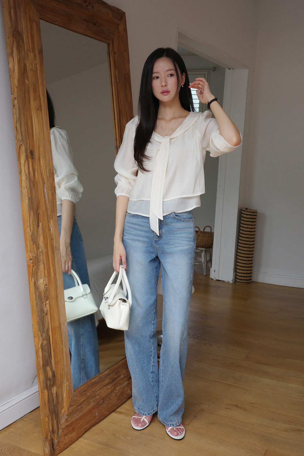 ボウタイフリル長袖ブラウス | DHOLIC | 詳細画像2