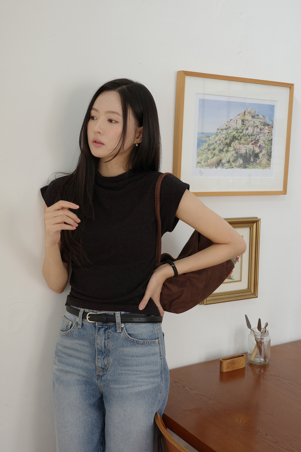 ハーフネックスリムギャザーTシャツ | DHOLIC | 詳細画像4