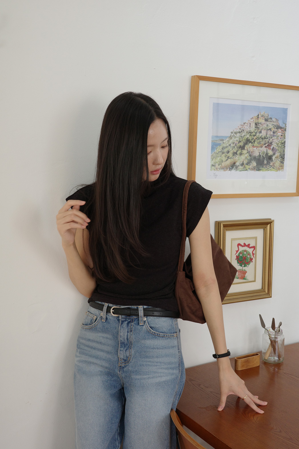 ハーフネックスリムギャザーTシャツ | DHOLIC | 詳細画像5
