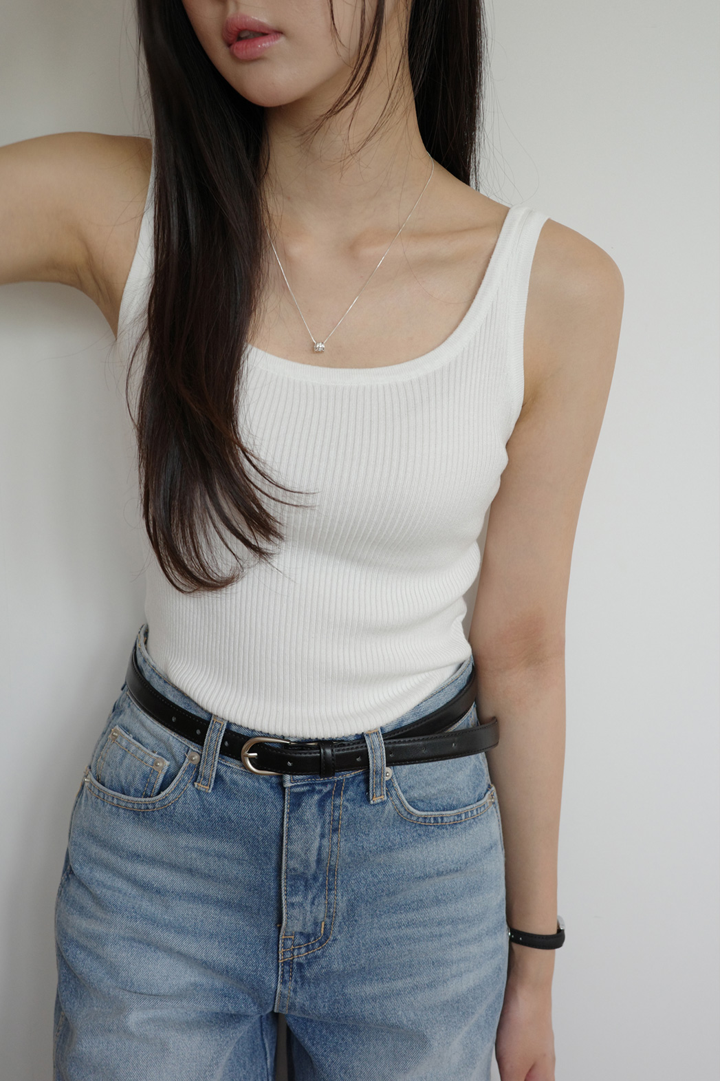 ラウンドネックベーシックスリムノースリーブ | DHOLIC | 詳細画像19