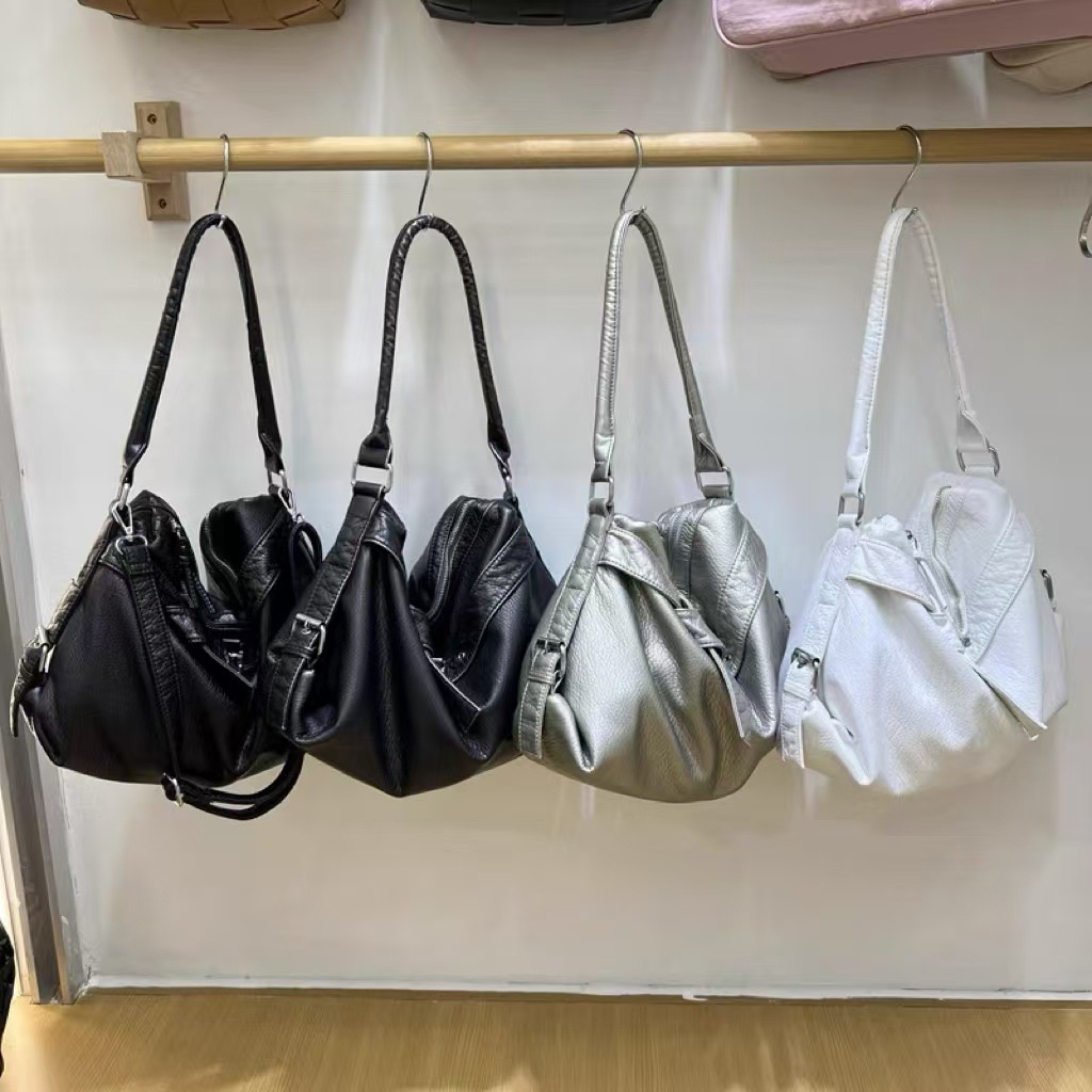 レザー調ジップアップトートバッグショルダーバッグ | 詳細画像5