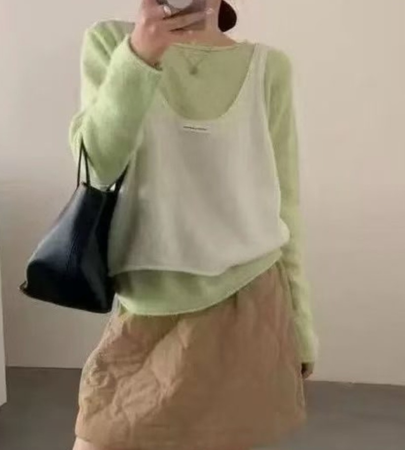 ルーズ長袖ニットベストアンサンブル | 詳細画像6