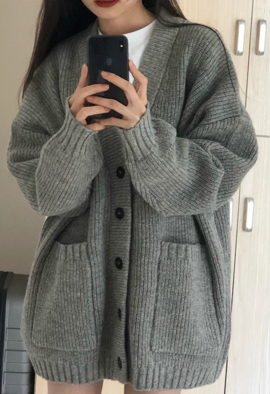 ボクシーロング長袖ニットカーディガン | 詳細画像3